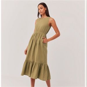 NWT coastal double gauze cutout midi fennel large